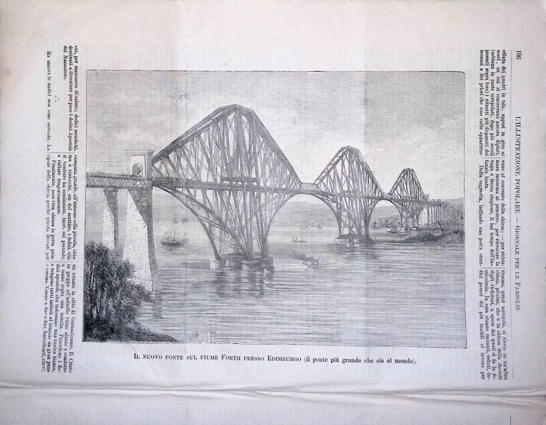 L'Illustrazione Popolare 30 Marzo 1890 Sacchi Ponte sul Fiume Forth …