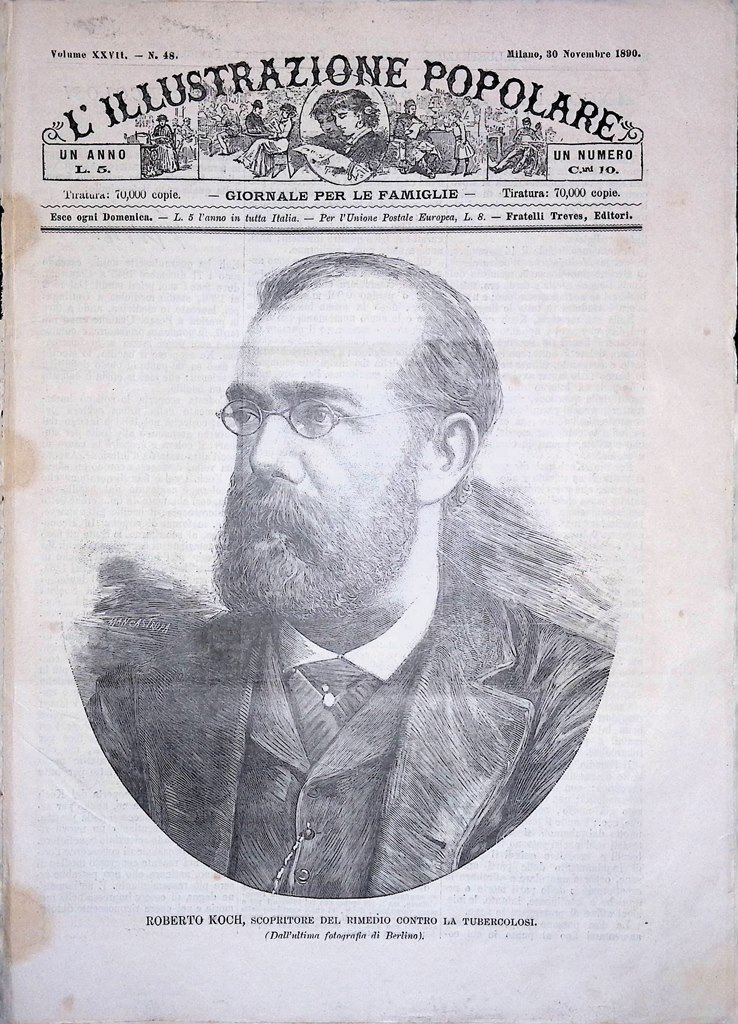 L'Illustrazione Popolare 30 Novembre 1890 Robert Koch Tubercolosi Crispi Napoli