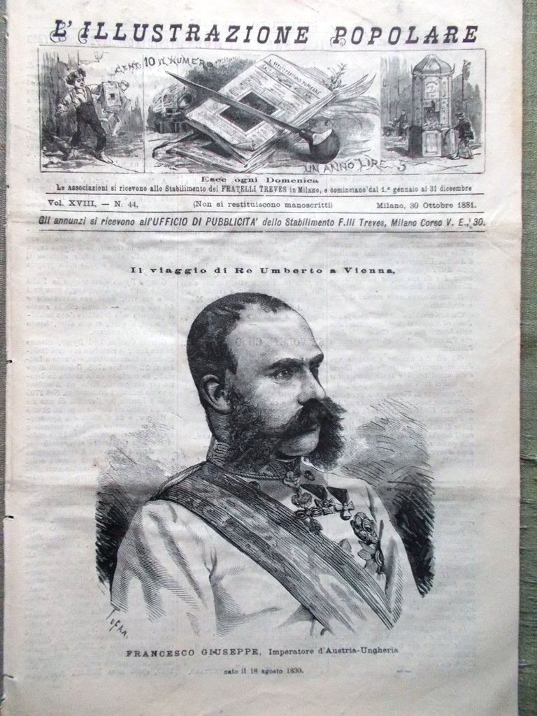 L'illustrazione Popolare 30 Ottobre 1881 Umberto Vienna Minatori Carbone Byron