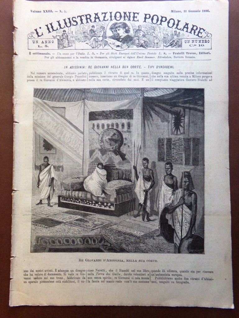 L'illustrazione Popolare 31 Gennaio 1886 Abissinia Posta Pneumatica Parigi Neve