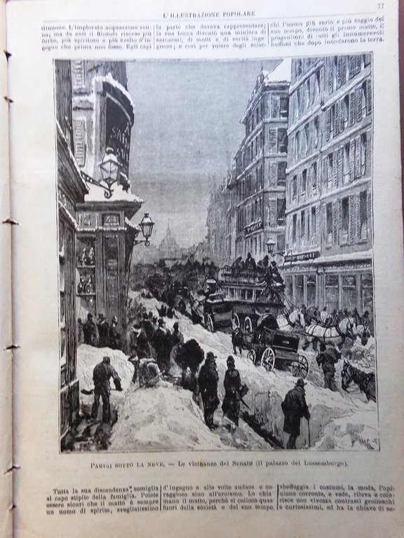 L'illustrazione Popolare 31 Gennaio 1886 Abissinia Posta Pneumatica Parigi Neve