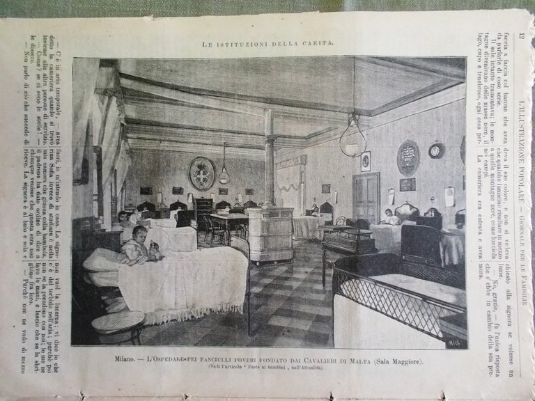 L'illustrazione Popolare 4 Gennaio 1891 Ospedale dei Poveri Milano Otello …