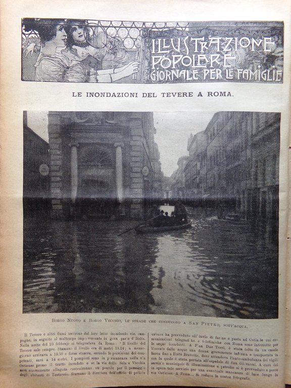 L'Illustrazione Popolare 4 Marzo 1915 WW1 Inondazioni del Tevere Mortai …