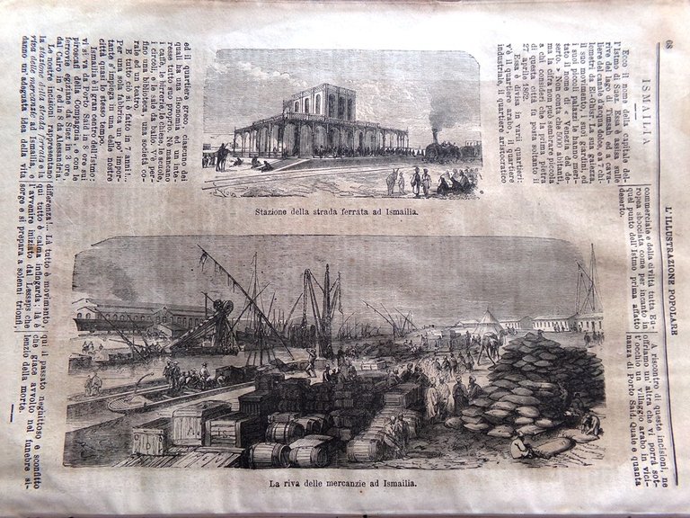 L'illustrazione Popolare 5 Dicembre 1869 Ismailia Circo Cairo Porto Said …