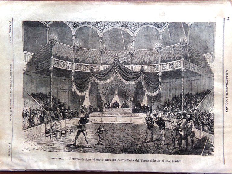L'illustrazione Popolare 5 Dicembre 1869 Ismailia Circo Cairo Porto Said …