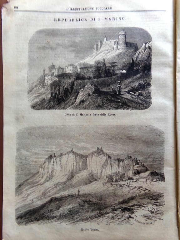 L'illustrazione Popolare 5 Marzo 1871 San Marino Caprera Garibaldi Pesca …