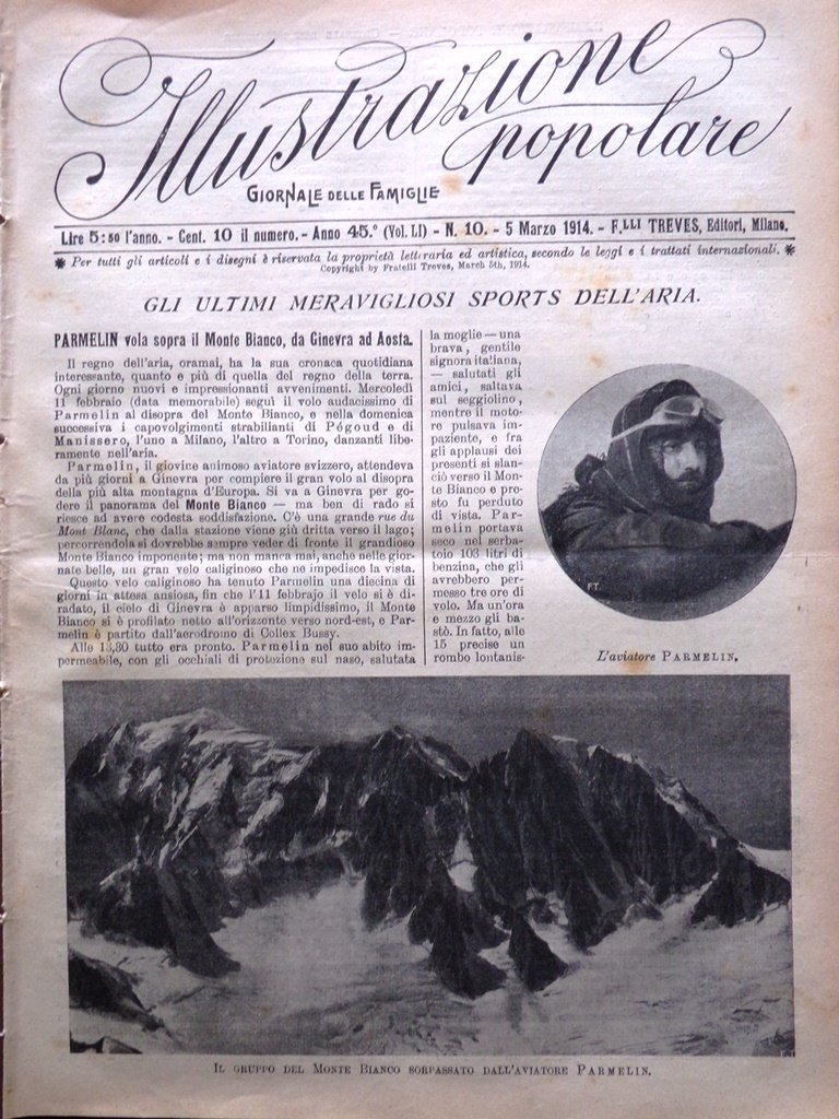 L'Illustrazione Popolare 5 Marzo 1914 Parmelin Aviazione Commedia Korner Albania