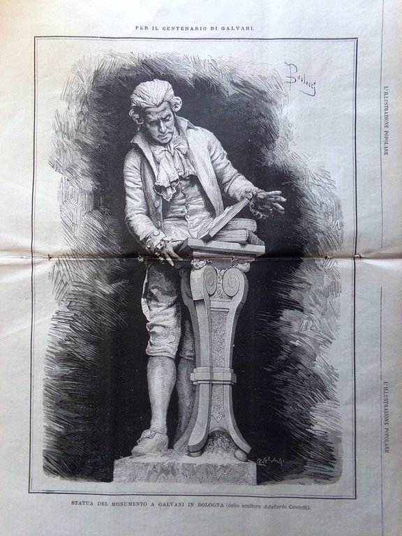 L'illustrazione Popolare 5 Settembre 1886 Centenario Luigi Galvani Arti Livorno