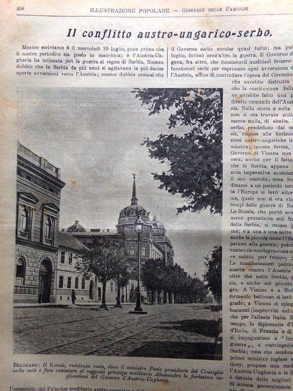 L'Illustrazione Popolare 6 Agosto 1914 WW1 Guerra Serbia Dodu De …