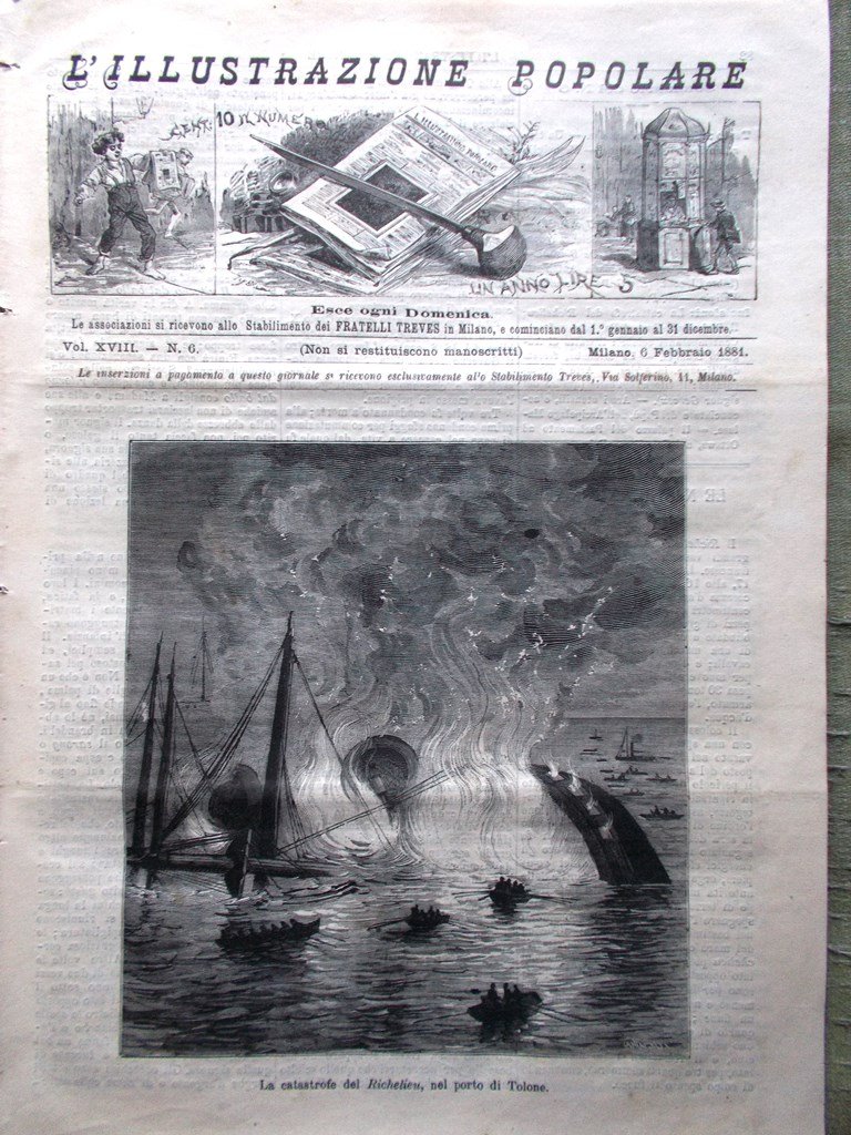 L'illustrazione Popolare 6 Febbraio 1881 Catastrofe del Richelieu Blanqui Ottawa