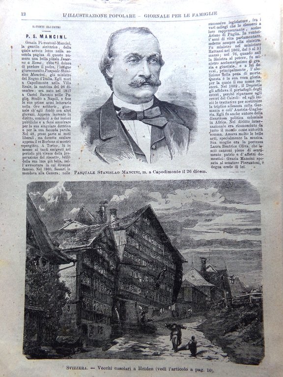 L'illustrazione Popolare 6 Gennaio 1889 Mancini Heiden Befana Polesine Eugenio
