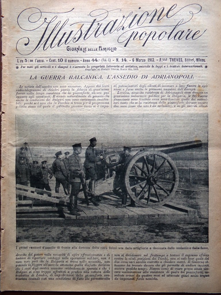 L'Illustrazione Popolare 6 Marzo 1913 Guerra Balcani Scott Turchia Lepine …