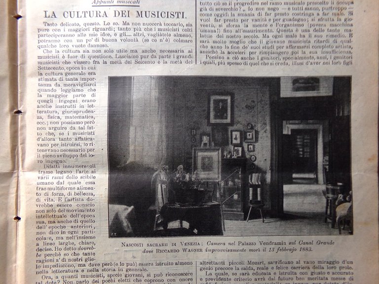 L'Illustrazione Popolare 7 Agosto 1913 Venezia Wagner Stanza Vendramin Alfieri