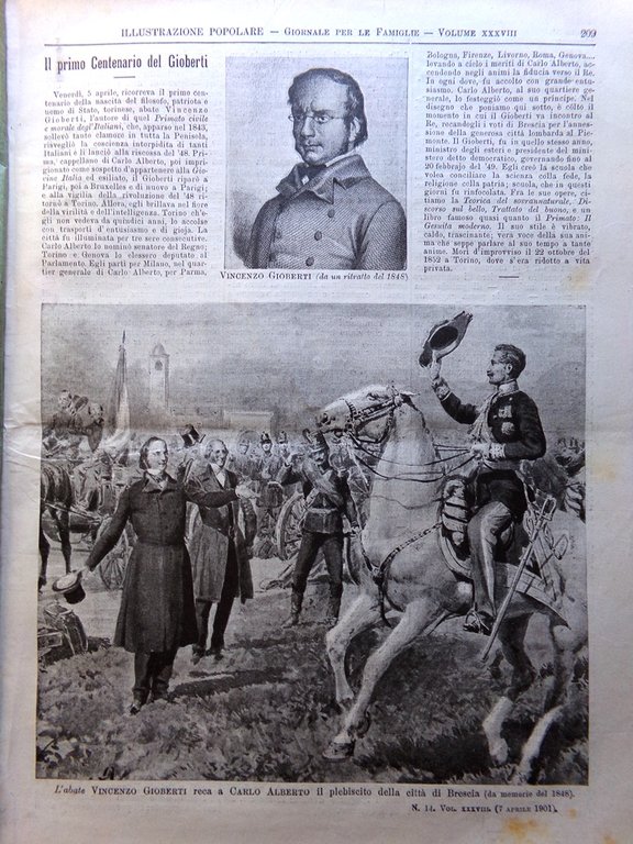 L'Illustrazione Popolare 7 Aprile 1901 Gioberti Graziadio Ascoli Umberto Palermo