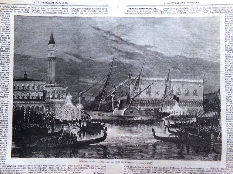 L'illustrazione Popolare 7 Novembre 1869 Primo Numero Stephenson Porto Messina