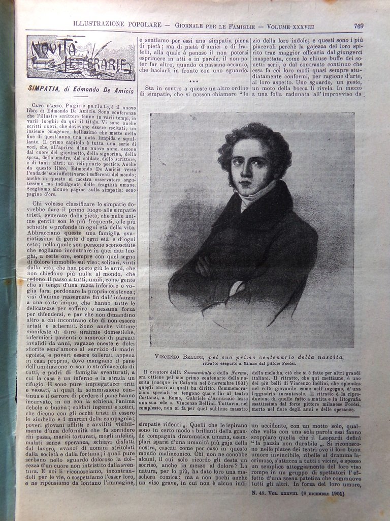 L'Illustrazione Popolare 8 Dicembre 1901 Bellini Perosi Sempione Habibullah Mosè