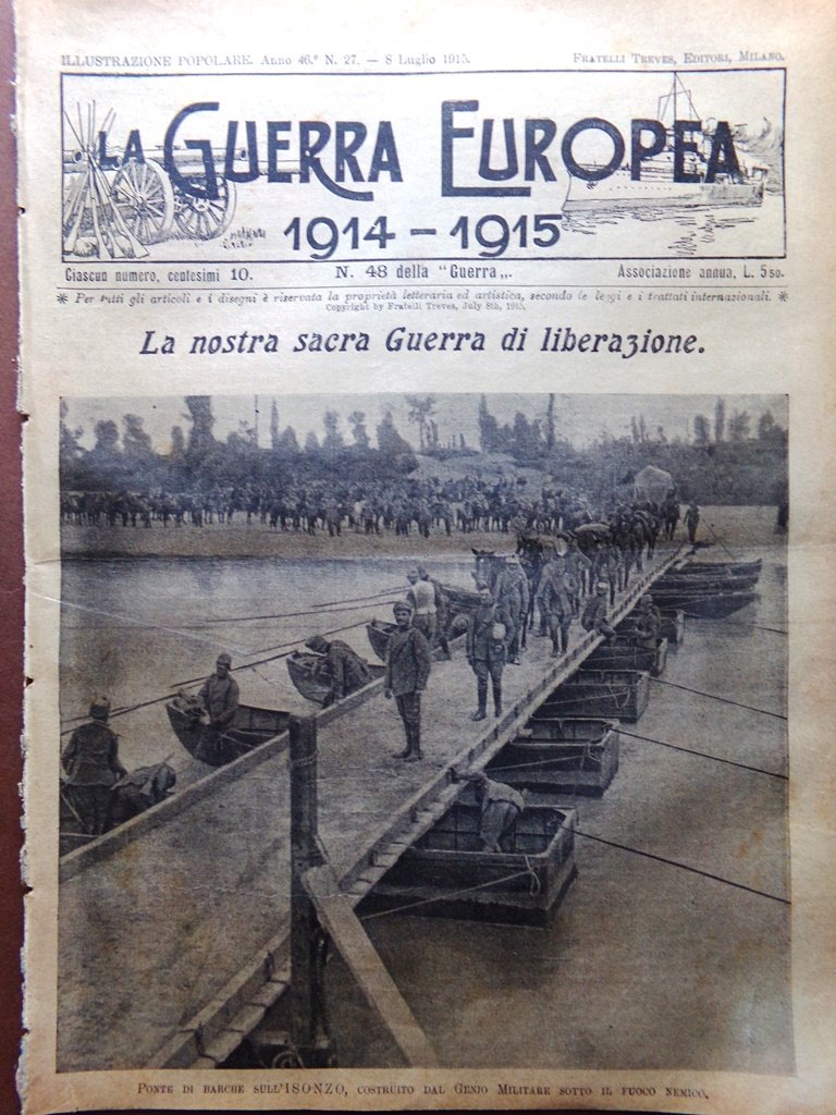 L'Illustrazione Popolare 8 Luglio 1915 WW1 Gorizia Marconi Prussiani San …