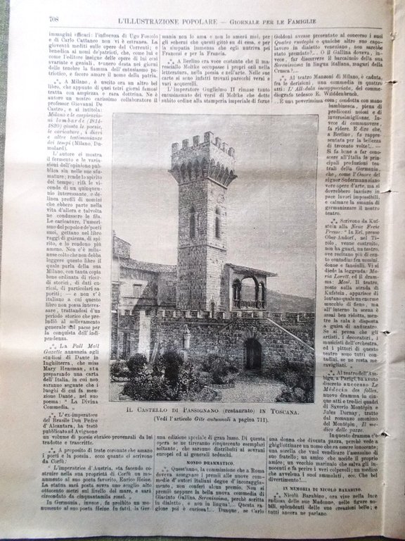 L'illustrazione Popolare 8 Novembre 1891 Passignano Montserrat Barabino Marmora | Immagine Gallery 5