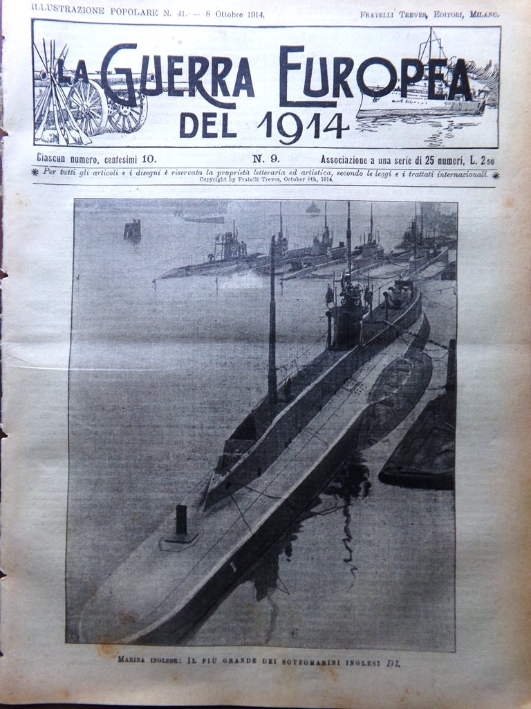 L'Illustrazione Popolare 8 Ottobre 1914 WW1 Marina Inglese Cattaro Visé …