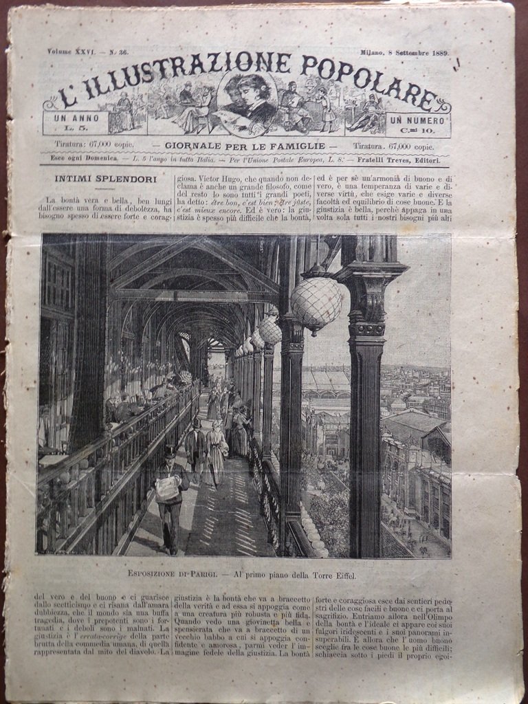 L'illustrazione Popolare 8 Settembre 1889 Torre Eiffel Folletto De Amicis …