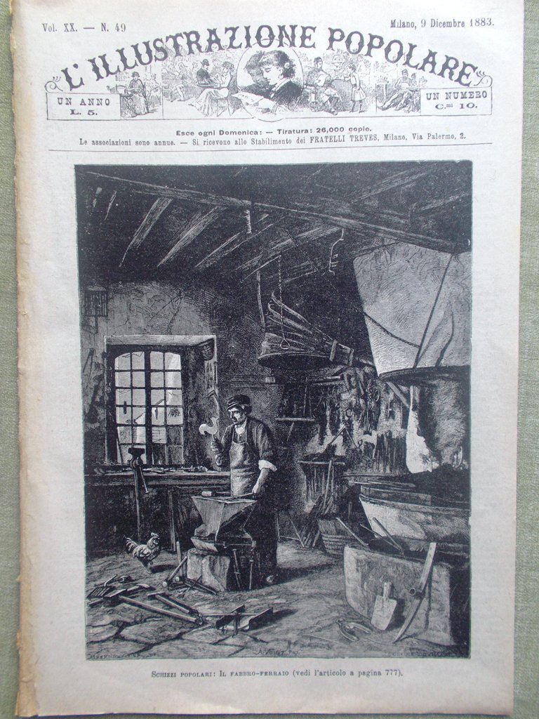 L'illustrazione Popolare 9 Dicembre 1883 Sant'Ambrogio Gessner Telefono Milano