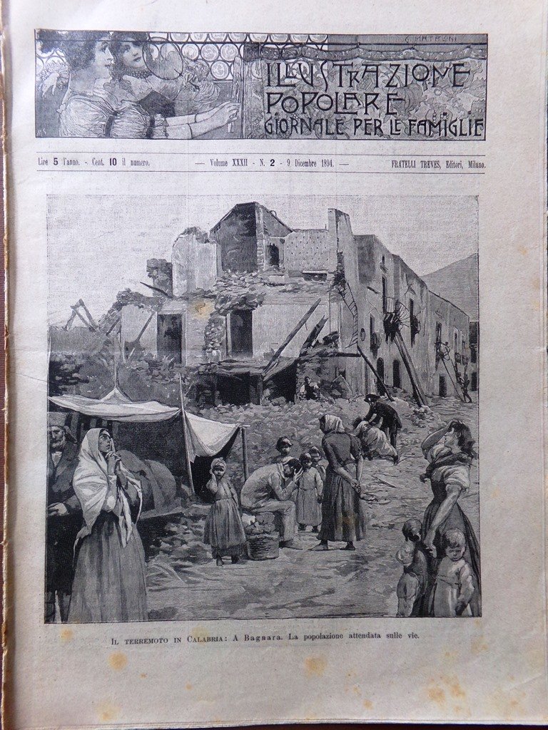 L'Illustrazione Popolare 9 Dicembre 1894 Terremoto Calabria Figuier Parlamento