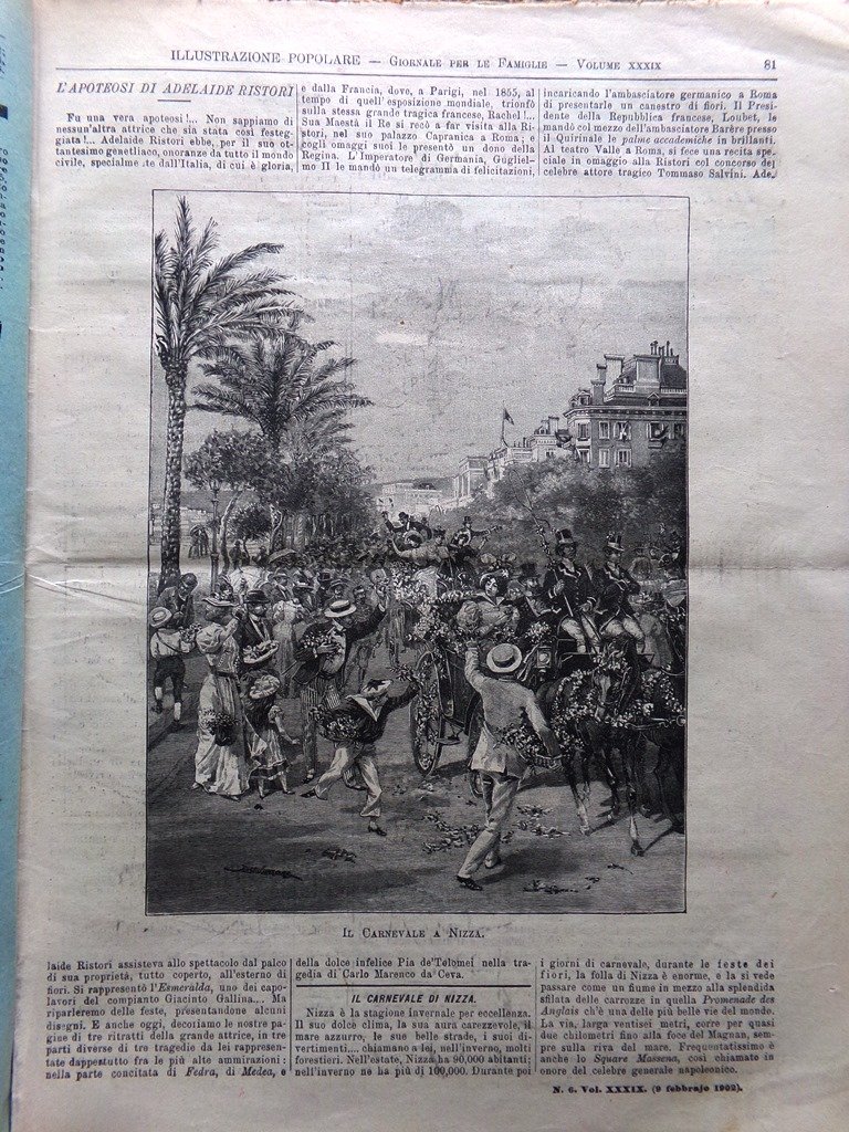 L'Illustrazione Popolare 9 Febbraio 1902 Ristori Milli Marconi Teatro di …