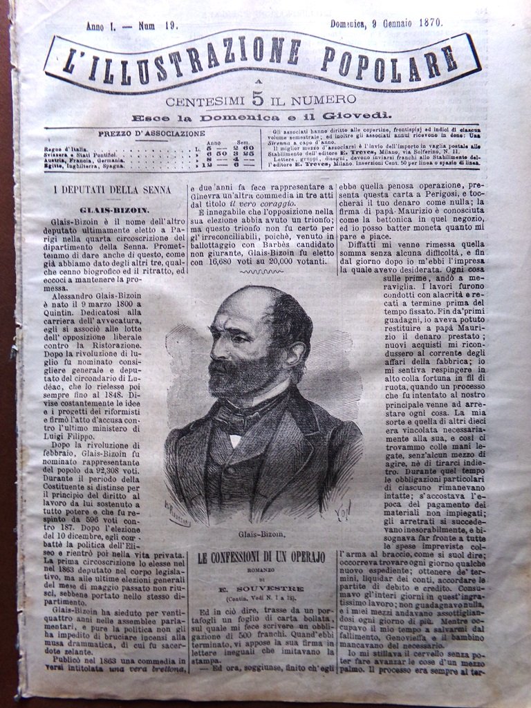 L'illustrazione Popolare 9 Gennaio 1870 Glais-Bizoin Mosca Isole Auckland Foche