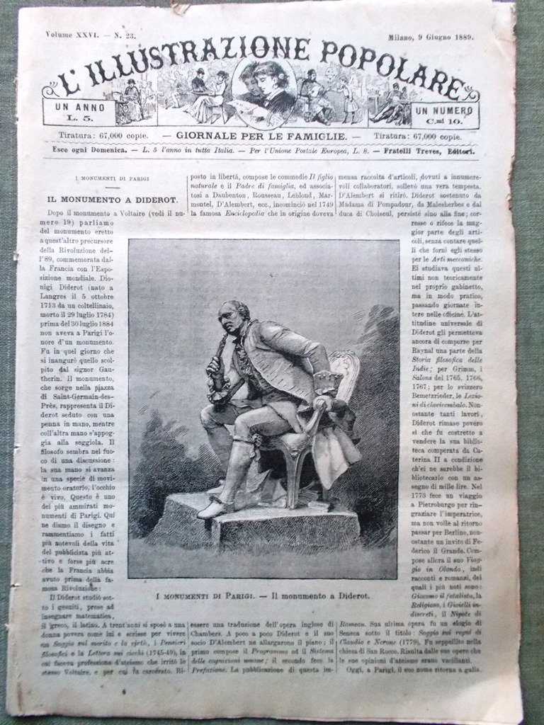 L'illustrazione Popolare 9 Giugno 1889 Friburgo Svizzera Diderot Re Berlino …