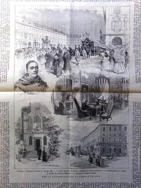 L'Illustrazione Popolare 9 Giugno 1895 Camillo Cavour Leprignano Rivolta di …