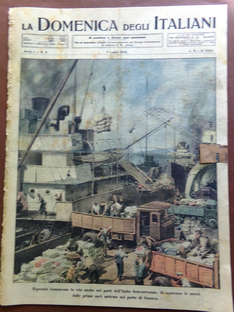 La Domenica degli Italiani Corriere 1 Luglio 1945 WW2 Canale …