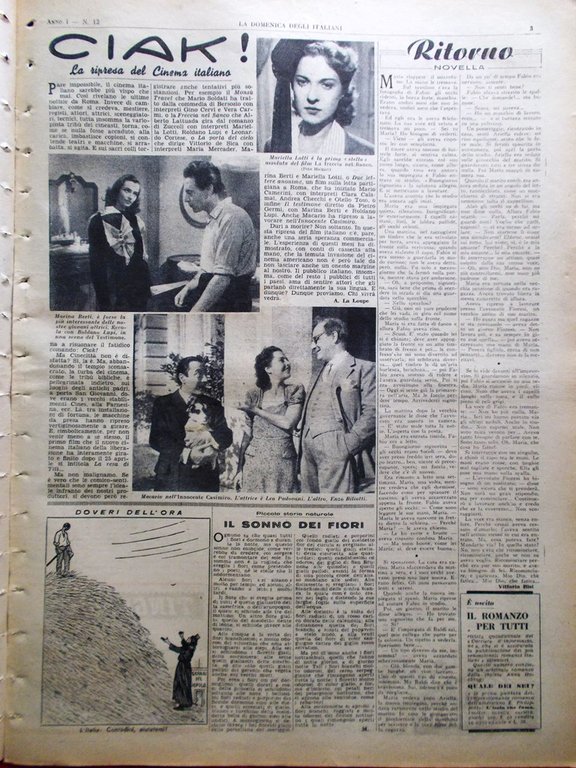 La Domenica degli Italiani Corriere 12 Agosto 1945 WW2 Pétain …