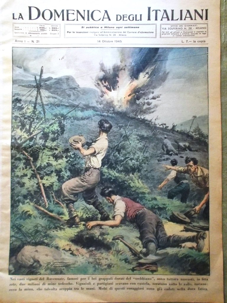 La Domenica degli Italiani Corriere 14 Ottobre 1945 Mine Ravennate …