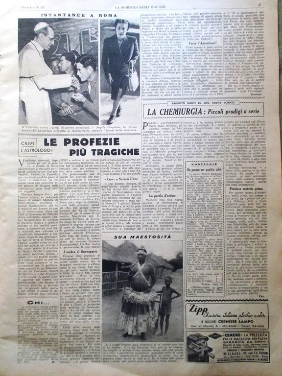 La Domenica degli Italiani Corriere 14 Ottobre 1945 Mine Ravennate …