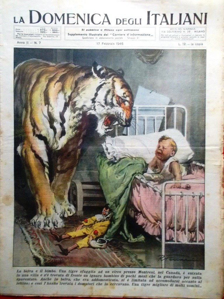 La Domenica degli Italiani Corriere 17 Febbraio 1946 Michelangeli Pio …