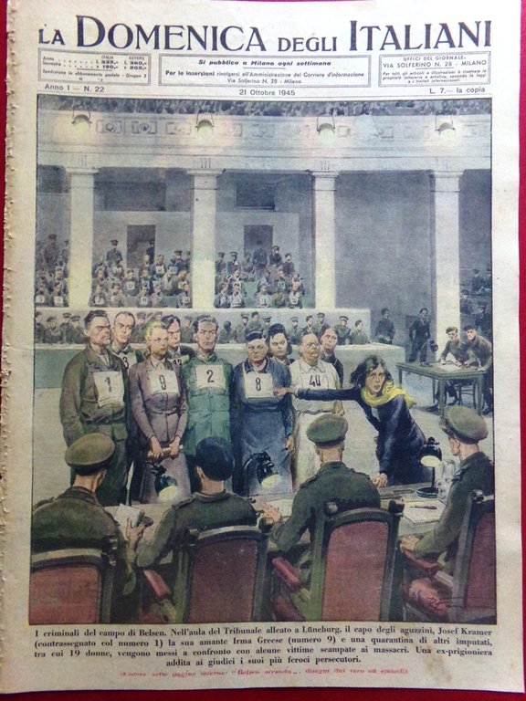 La Domenica degli Italiani Corriere 21 Ottobre 1945 Processo Campo …