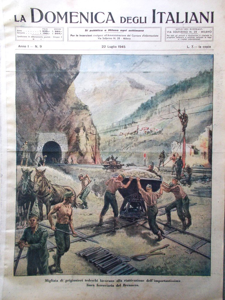 La Domenica degli Italiani Corriere 22 Luglio 1945 WW2 Tedeschi …
