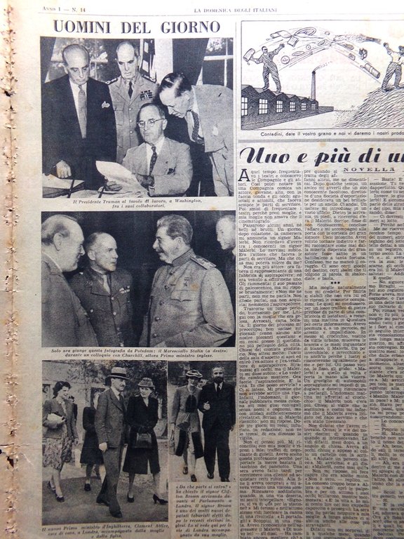 La Domenica degli Italiani Corriere 26 Agosto 1945 WW2 Bomba …