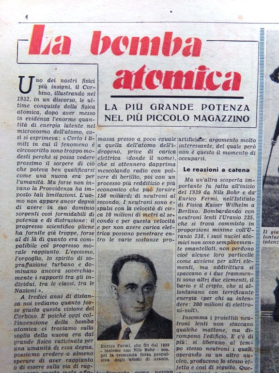 La Domenica degli Italiani Corriere 26 Agosto 1945 WW2 Bomba …