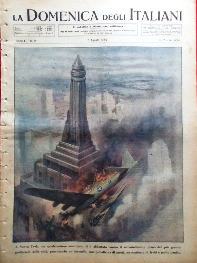 La Domenica degli Italiani Corriere 5 Agosto 1945 WW2 Laburismo …