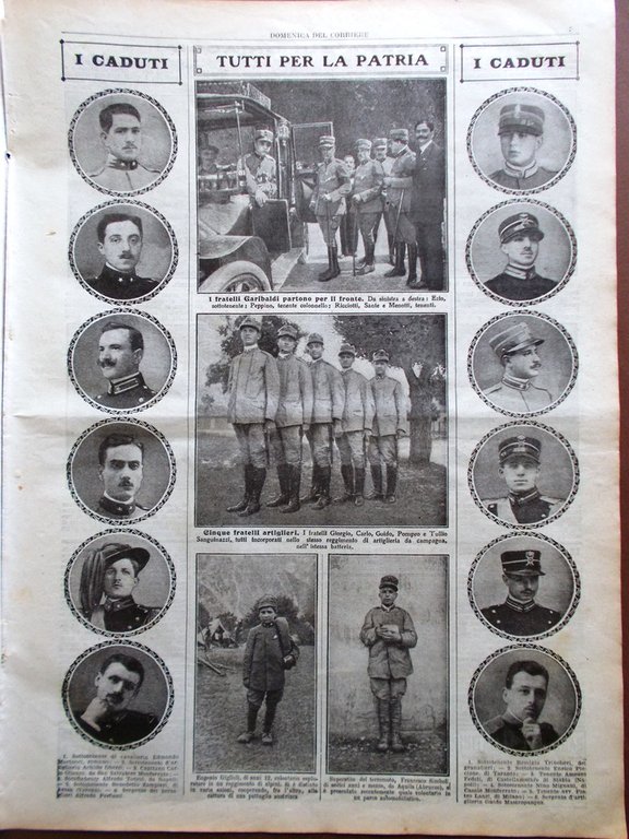 La Domenica del Corriere 1 Agosto 1915 WW1 Cadorna Adamello …