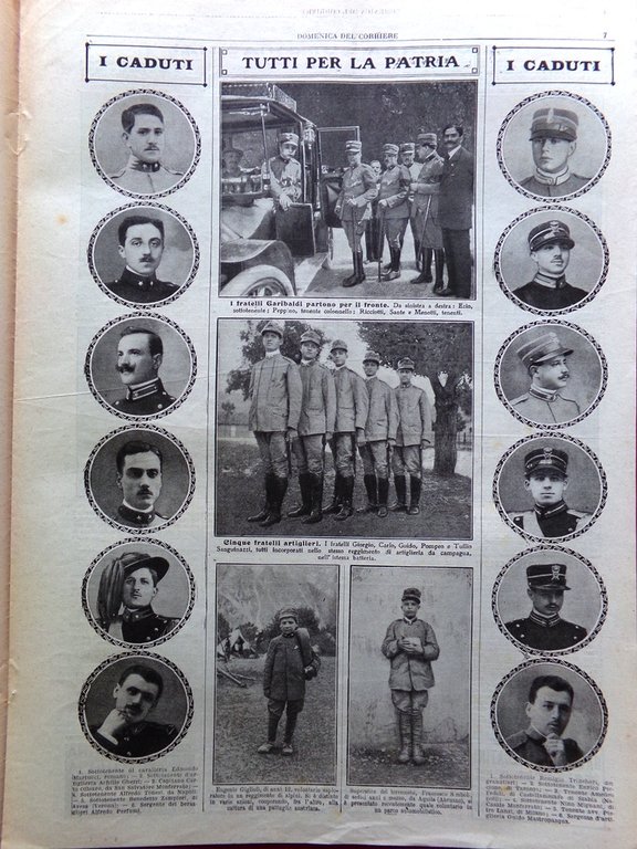 La Domenica del Corriere 1 Agosto 1915 WW1 Cadorna Adamello …