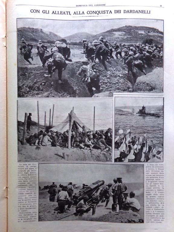 La Domenica del Corriere 1 Agosto 1915 WW1 Cadorna Adamello …