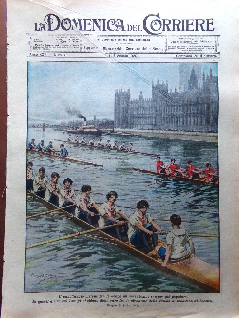 La Domenica del Corriere 1 Agosto 1920 Olimpiadi Palloni Alpini …