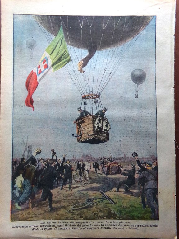 La Domenica del Corriere 1 Agosto 1920 Olimpiadi Palloni Alpini …