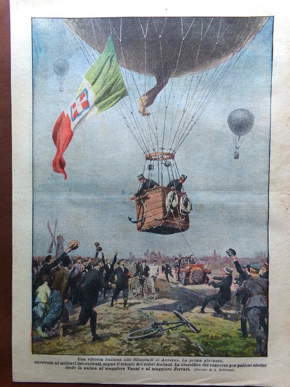 La Domenica del Corriere 1 Agosto 1920 Olimpiadi Palloni Alpini …