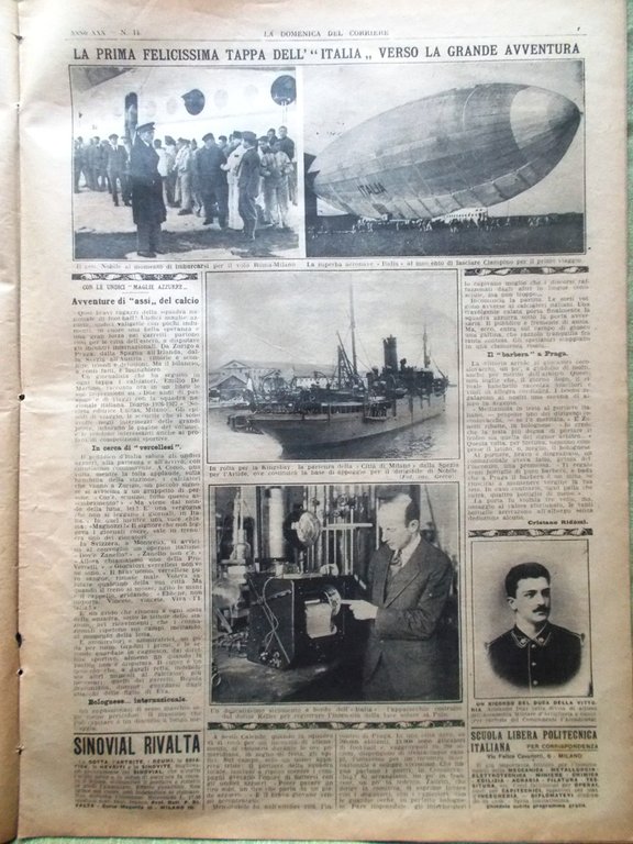 La Domenica del Corriere 1 Aprile 1928 Nobile Italia Ibsen …