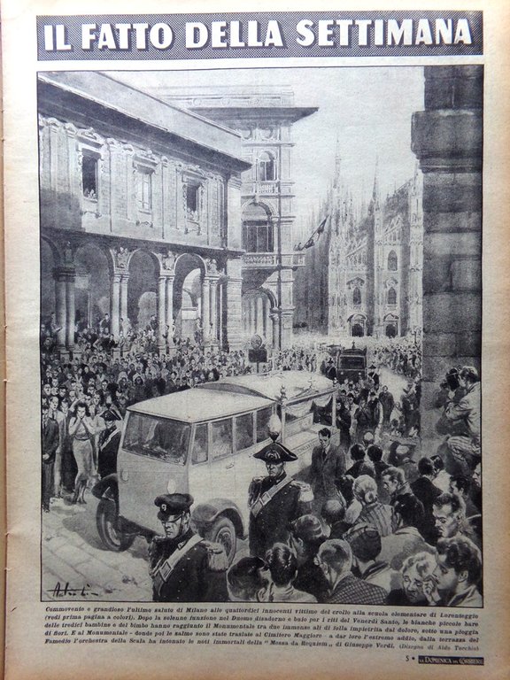 La Domenica del Corriere 1 Aprile 1951 Crollo Scuola Lorenteggio …