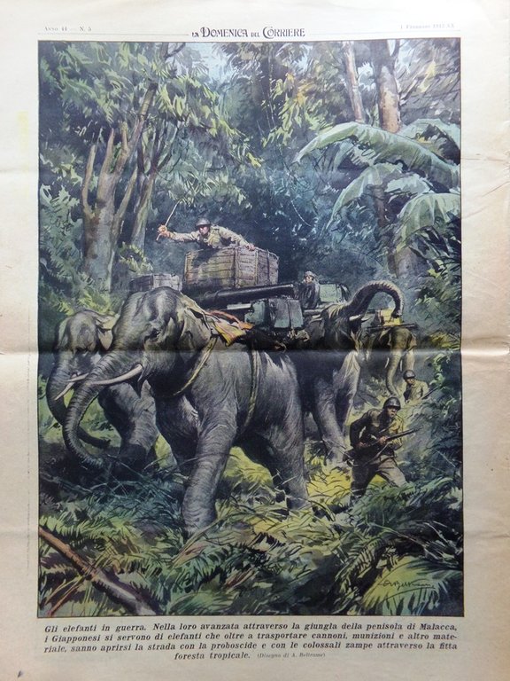 La Domenica del Corriere 1 Febbraio 1942 WW2 Birmania De …