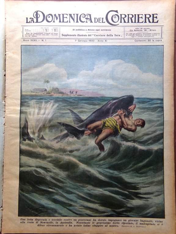 La Domenica del Corriere 1 Gennaio 1933 Littoria Mussolini Malmgren … | Immagine Gallery 1